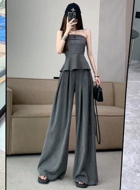 炸街辣妹套装女新款抹胸背心气质上衣2025时尚套装夏季高腰两件套