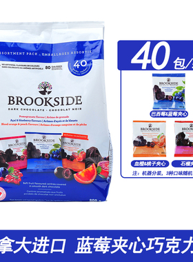 加拿大进口brookside贝客诗蓝莓夹心黑巧克力豆果汁味糖果小零食
