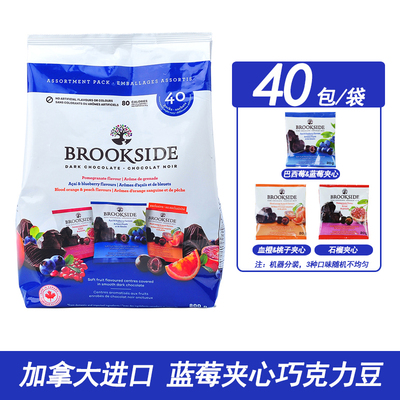 加拿大进口brookside贝客诗蓝莓夹心黑巧克力豆果汁味糖果小零食