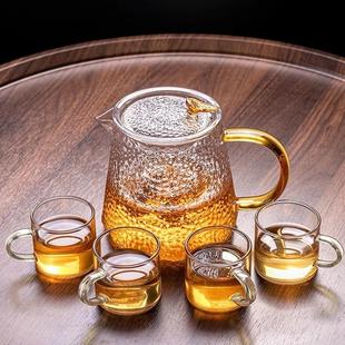 过滤泡茶器茶壶茶具套装 锤纹耐高温玻璃泡茶壶家用2024新款 花茶壶