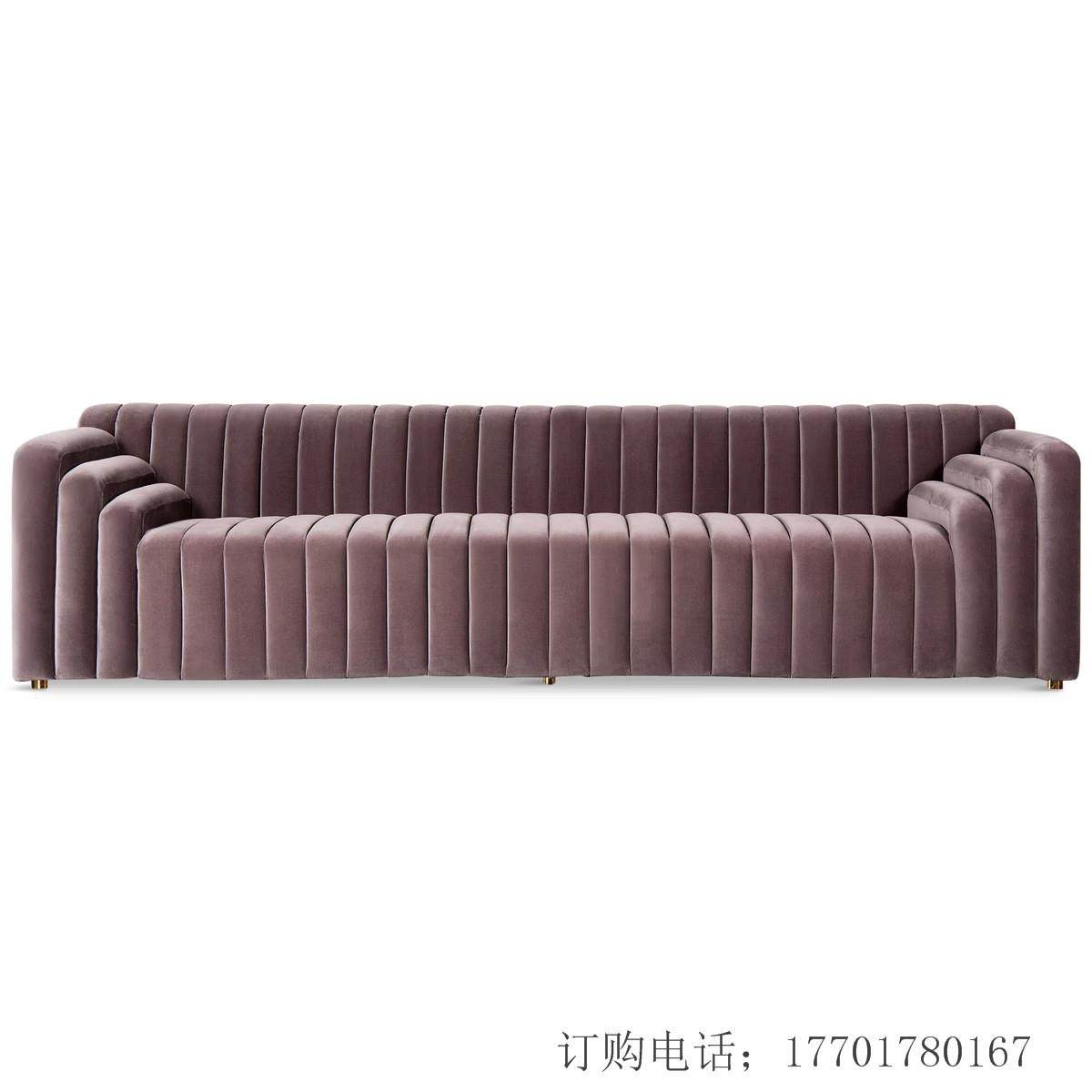 北欧轻奢美容院样板房酒店时尚ins别墅客厅设计师魅紫色四人沙发
