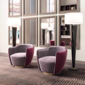 美式 轻奢单人布艺沙发椅老虎椅休闲椅北欧现代咖啡厅售楼处小沙发