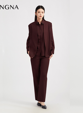 【商场同款】阿菁娜秋季新款无领西装女士外套A30Q108036