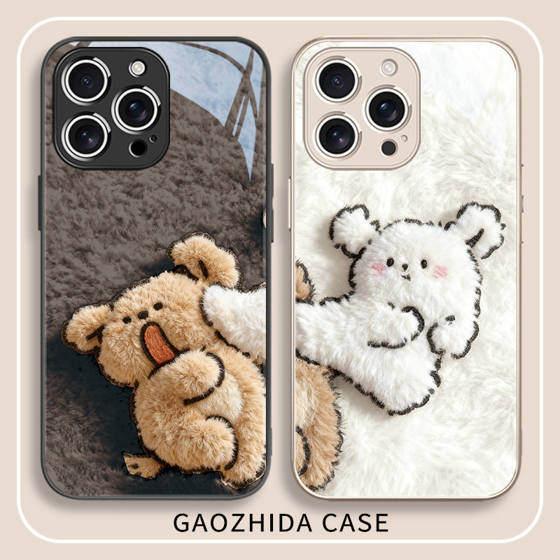 适用苹果16promax手机壳搞怪iPhone17情侣15plus可爱14pro毛绒风17air超萌11玻璃12pm创意xsmax秀恩爱13mini