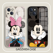适用苹果14手机壳15pro米奇12情侣13米妮17air新款 iPhone12promax创意11苹果16卡通8plus原创xr玻璃7女迪士尼