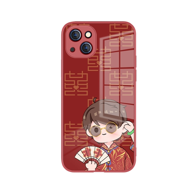 适用苹果iPhone玻璃中国风情侣