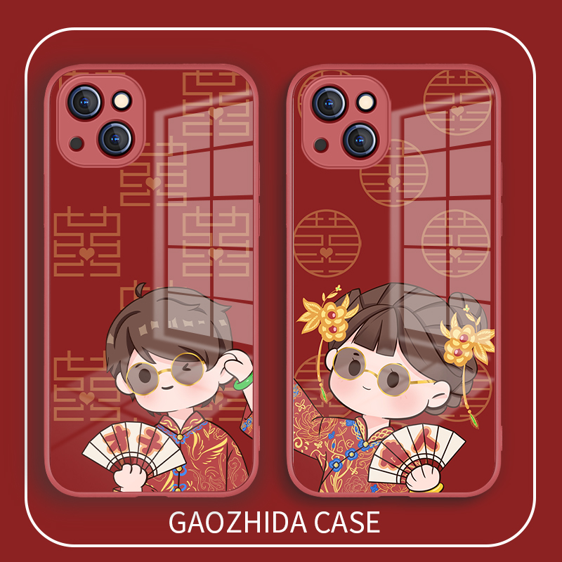 适用苹果iPhone玻璃中国风情侣