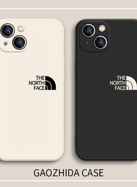 适用苹果14手机壳15pro潮牌北面iPhone13promax情侣款11/12pro高级感xs max液态硅胶xr全包8p防摔7plus保护套