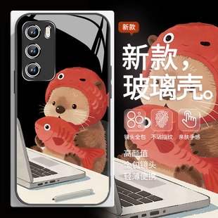 适用小米17手机壳海獭note14摸鱼k90可爱荣k80打工人vivoiqoo15玻璃s50防摔s30pro趣味opporeno15/findx/x300