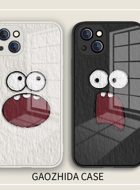 适用苹果13promax手机壳15pro趣味情侣iPhone12创意11苹果14套13mini网红新款x男女xr液态玻璃8镜面7plus硬壳