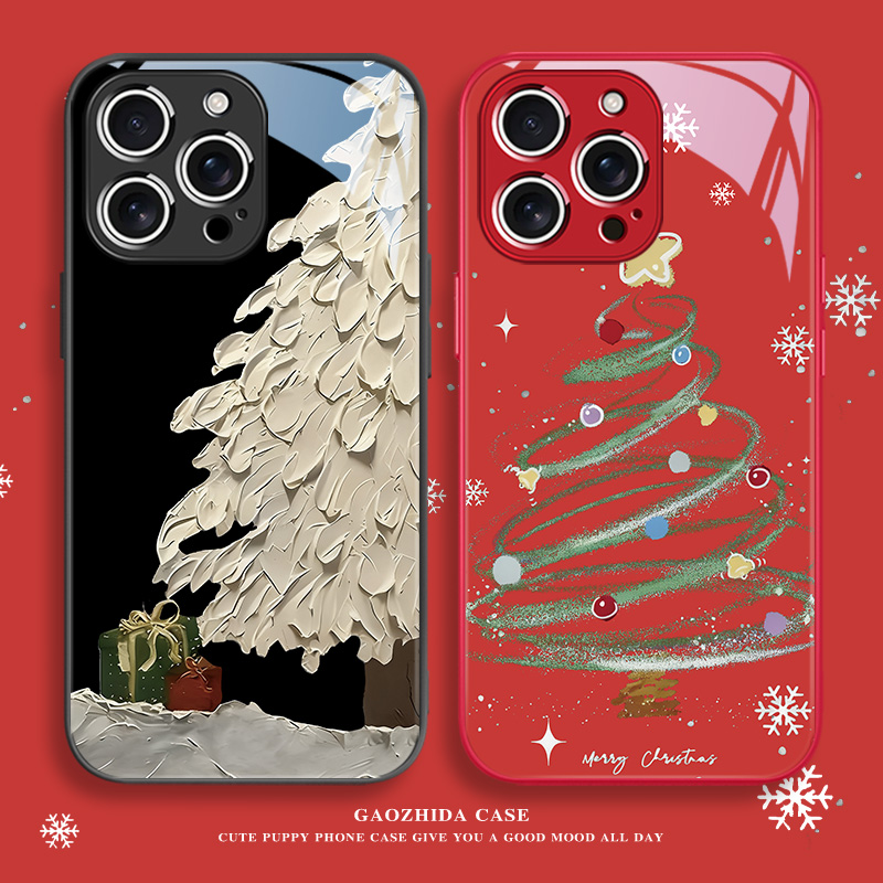 适用苹果手机壳圣诞树卡通