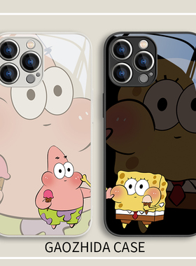 适用苹果14手机壳iPhone17情侣15pro海绵宝宝13pro/12promax派大星mini可爱11趣味xs女款xr玻璃14plus小众8p