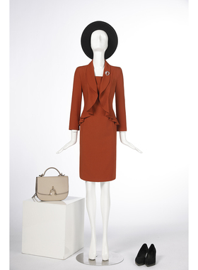 靓诺红色假两件高端气质矜贵时尚连衣裙LQ13076A