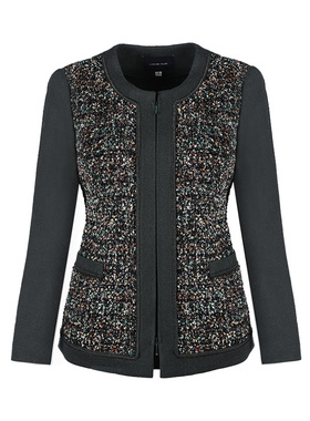 LIANGNUO靓诺绿色粗纺圆领套装LS13131A