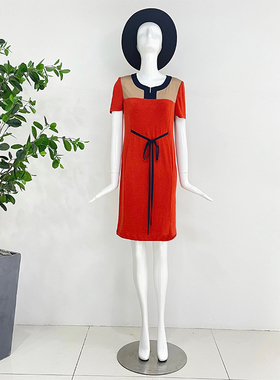 LIANGNUO靓诺桔拼色连衣裙LQ14367A