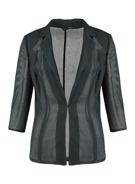 LIANGNUO靓诺黛绿色网格透视衫LS22240A