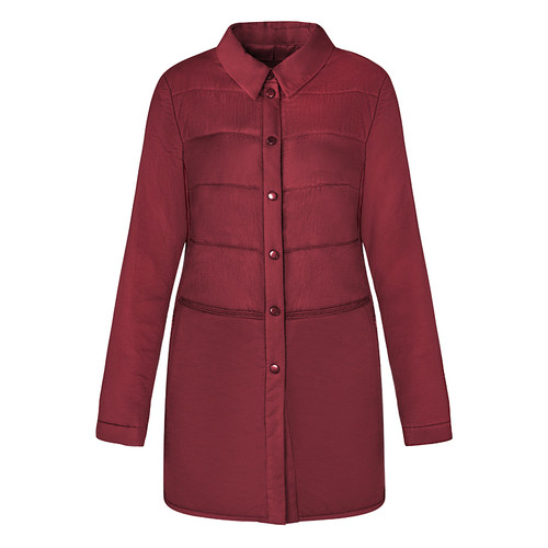 酒红色翻领绗棉衬衫LC21420A