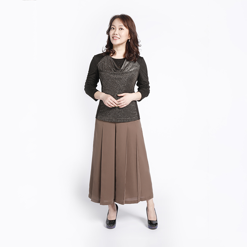 时尚拼接优雅修身针织衫靓诺荡领