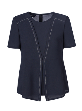 靓诺藏蓝色西装领绸衬衫LT22287A