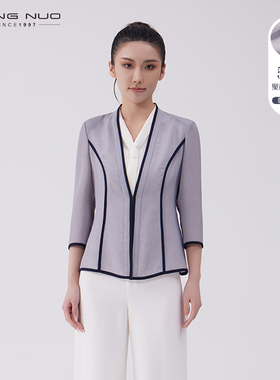 靓诺轻商务灰色网格上衣LS21117A