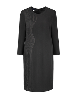 LIANGNUO靓诺黑色醋酸盘带连衣裙LL17348A