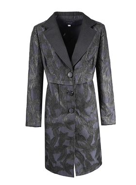 LIANGNUO靓诺提花撞素色领风衣LF15309A