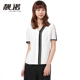 撞色设计小衫 靓诺V领黑白拼色五分袖 T恤女士短袖 修饰颈部LT20210A