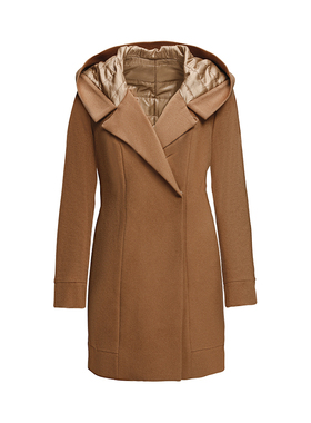 靓诺LIANGNUO驼色毛呢拼驼色棉服LY13173A