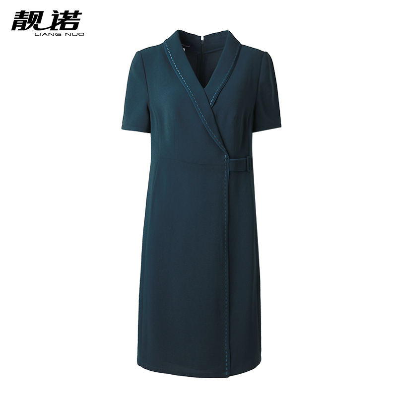 靓诺通勤气质H型三醋酸连衣裙