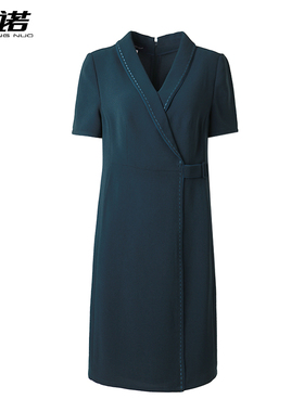 靓诺墨绿色高级感西装连衣裙女夏季新款气质收腰显瘦裙子LL20244A