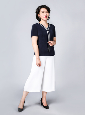 靓诺藏蓝色披肩T恤LT19205A