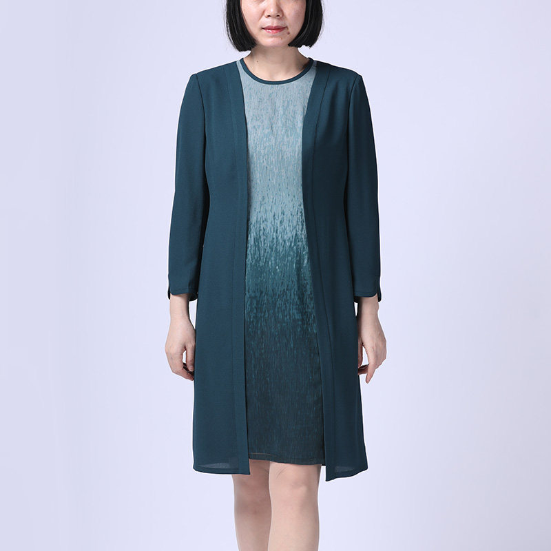 [时尚休闲]靓诺圆领拼色裙子女中长款春季淡雅休闲连衣裙LL20145A