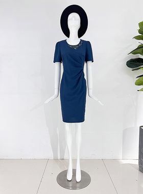 靓诺蓝色连衣裙LQ12043A