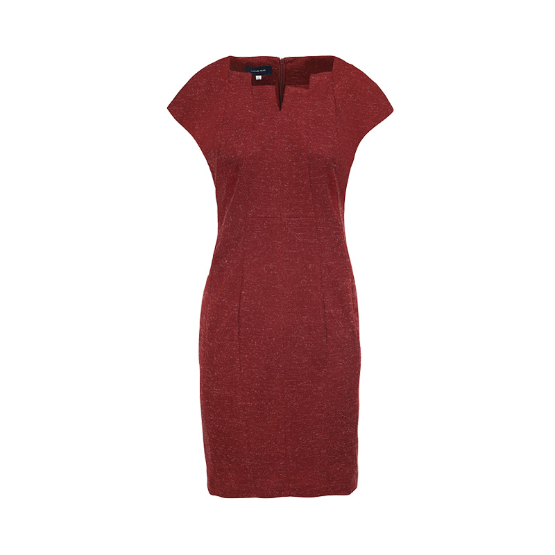 靓诺红梯形领连衣裙LQ11130A