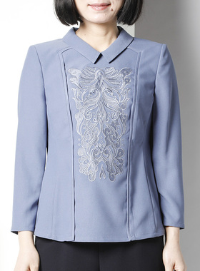 靓诺时尚气质长袖衬衫女士春秋新款百搭打底浮雕绣花T恤LT18101A