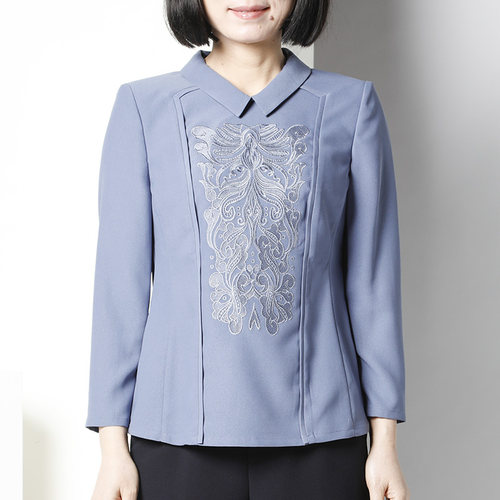 靓诺长袖浮雕绣花T恤LT18101A