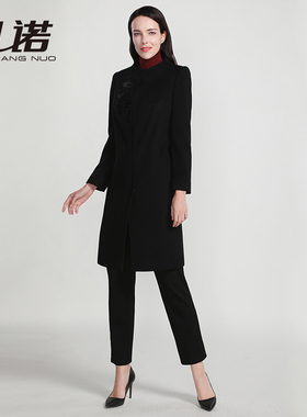 靓诺冬季中长款气质修身显瘦大码高端黑色送礼羊绒大衣LD19429A
