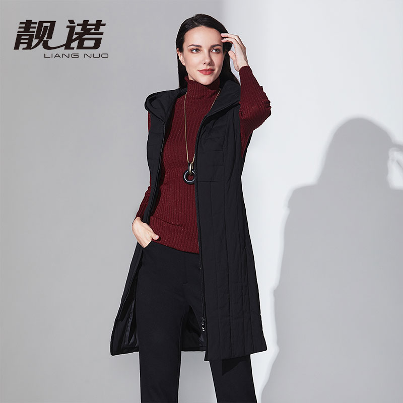 外穿连帽黑色中年修身大码棉马甲