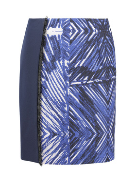 LN系列轻奢女士高端蓝色乱纹短裙商务休闲夏季裙子通勤NQ16191A