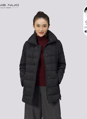 靓诺女装黑色休闲90白鸭绒羽绒服女冬季保暖加厚短款外套LY17491A