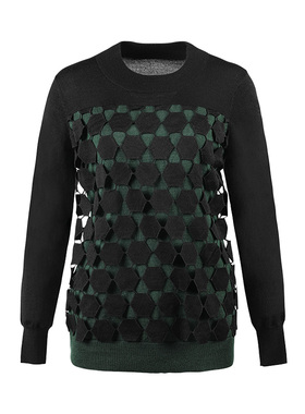 靓诺六边形蕾丝毛衫LW13194A