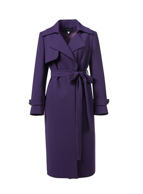 靓诺时尚气质紫色长款风衣女士春秋通勤休闲显瘦外套LF16325A