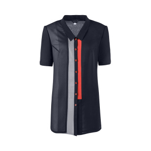 拼色方领短袖 靓诺法式 女装 夏2023新款 上衣LC23216A 优雅设计感衬衫