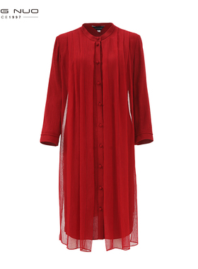 靓诺红色飘纱连衣裙LL19146A