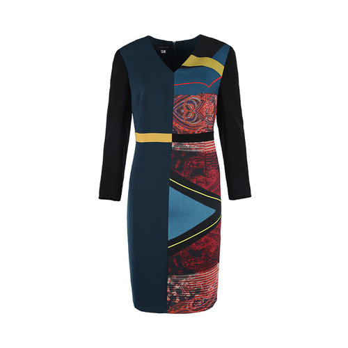 靓诺时尚修身藏蓝连衣裙LL15348A