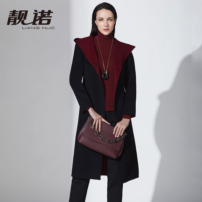 冬季时尚百搭撞色双面穿羊毛大衣
