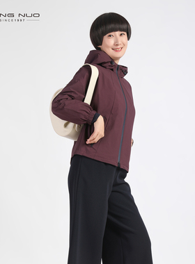 [商场同款]靓诺紫色连帽风衣女春秋款外套女款LF25308A