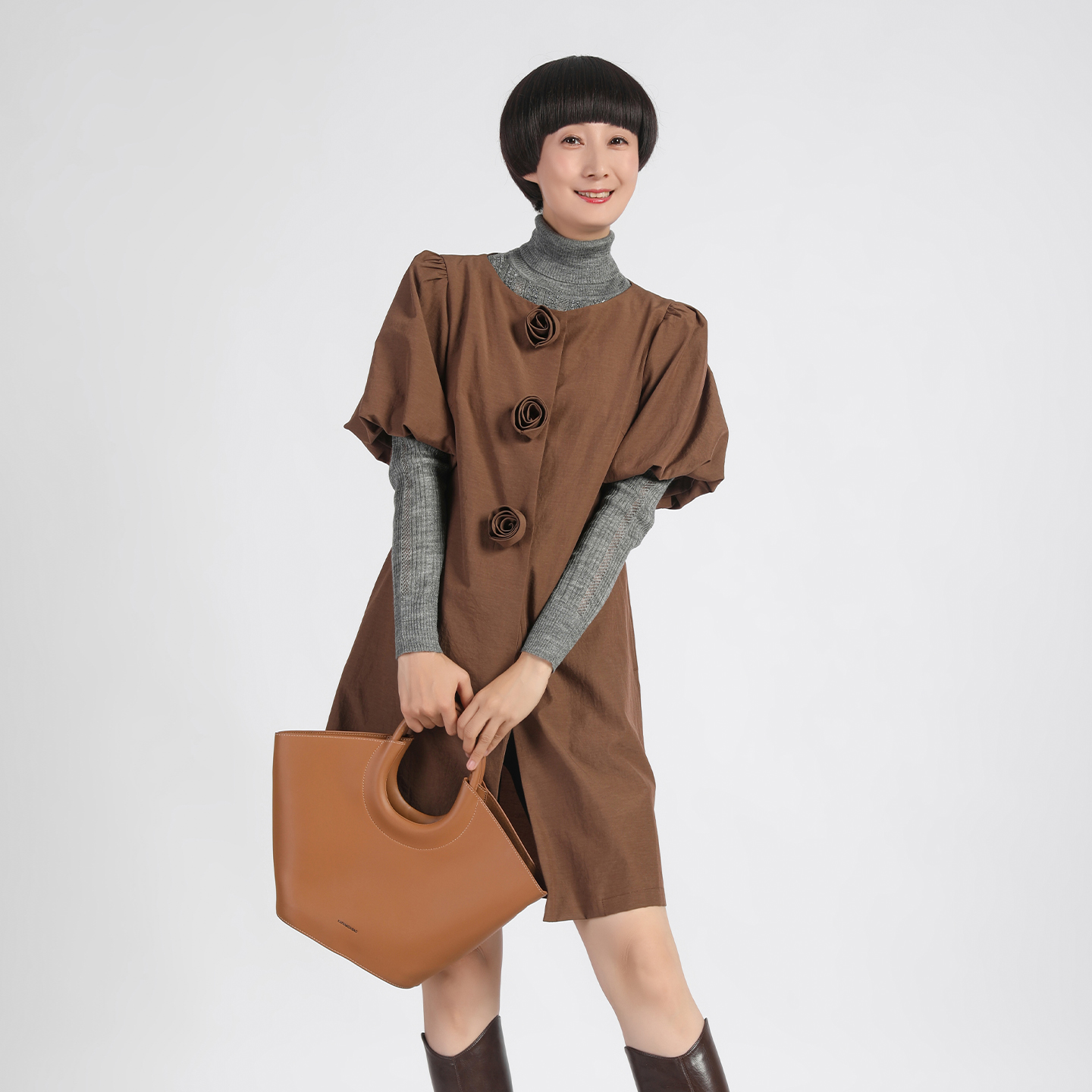 复古优雅手工连衣裙LIANGNUO显瘦