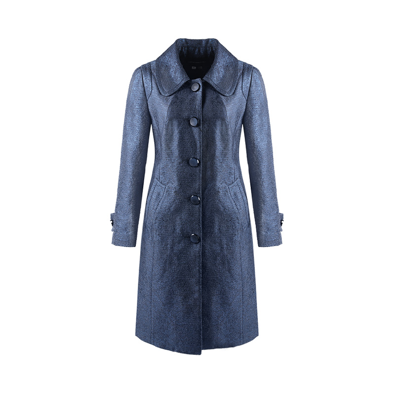 蓝亮丝九分袖风衣LF13148A