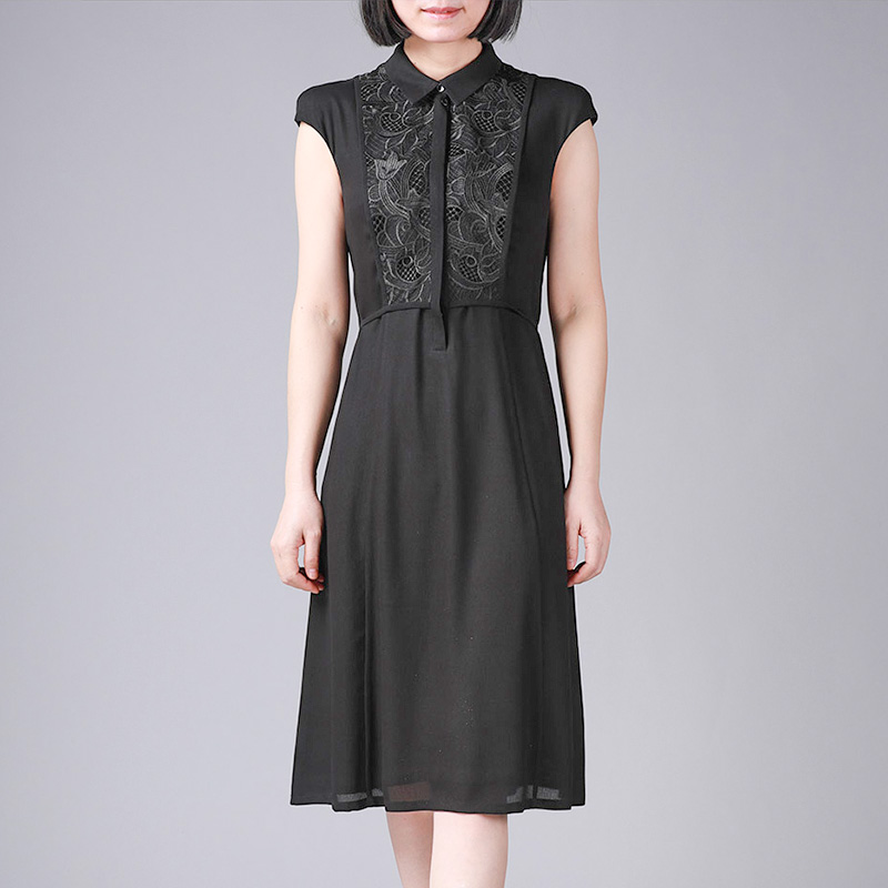 国风新中式时尚休闲黑色连衣裙